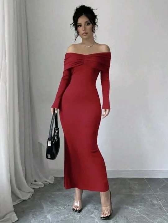 Off%20Shoulder%20Full%20Sleeve%20Long%20Dress%20For%20Women%20-%20Image%203
