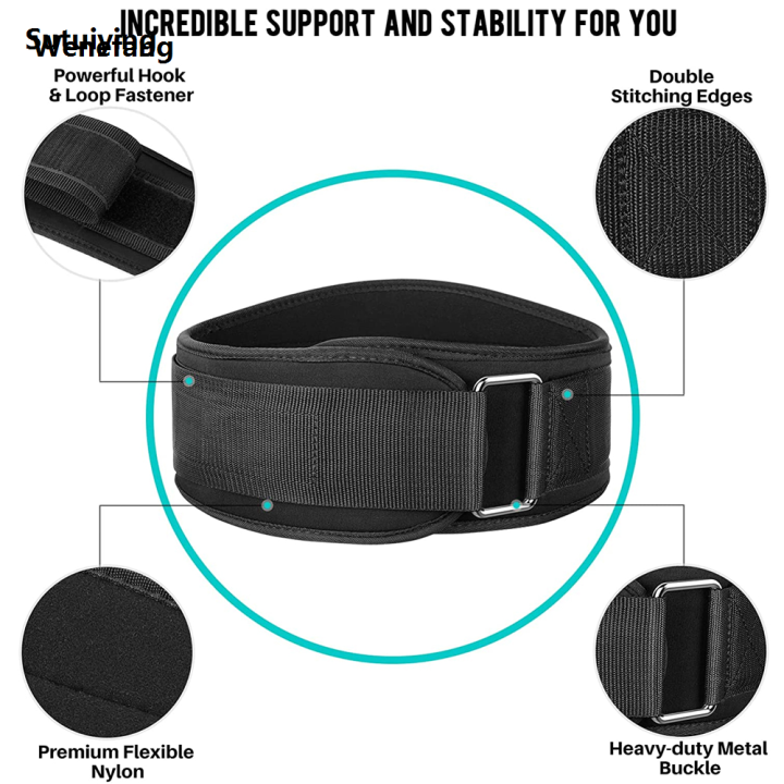 Wenefang Sutuiying 1Pcs Gym Weightlifting Belt Adjustable Waist Back Support Squat Profesional New style Dumbbell Barbell Deadlifts Training Fitness(Black and Blue)