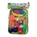 Realistic Sliceable 7 Pcs Fruits And Vegetable Cutting Play Toy Set, Can Be Cut in 2 Parts, Assorted. 
