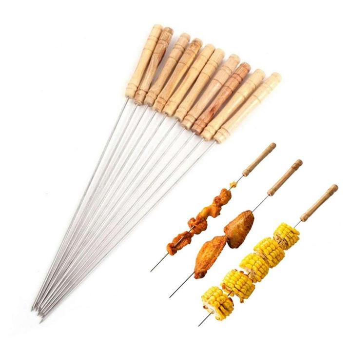 Stainless Steel Barbecue String with Wooden Handle 10pcs | Daraz.com.np