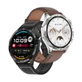 Ultima Magnum E400 Luxury Smartwatch with a 1.43” AMOLED Screen, Stainless Steel Frame, Canvas Wrist Strap & Free Leather Strap, Bluetooth Calling, Health Suite, 100+ Sports Modes, IP68 Rated Smart Watch. 