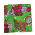 Cushion Cover Floral Kantha Work Lime Green. 
