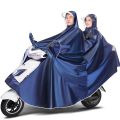 New Style Extra Widened Jacquard Fabric Double Brim Motorcycle Raincoat Adult Riding Outdoor Motorcycle Raincoat With Visor Cap - Dark Blue. 