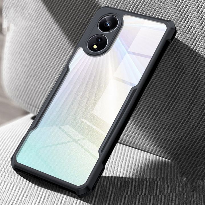 Oppo A18 / Oppo A38 Cover (Same Size) Clear Transparent Bumper Black Cover Case -Non Yellowing