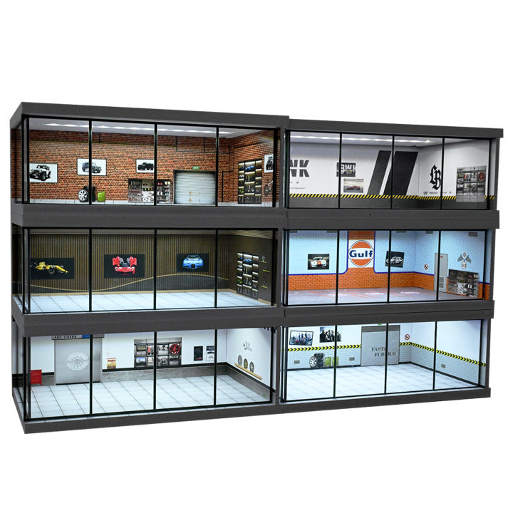 Diorama%201/64%20Scale%20Car%20Garage%20Model%20LED%20Lighting%20City%20Street%20View%20Car%20Parking%20Lot%20Model%20Car%20Showroom%20Scene%20Model%20Display%20Collection%20Toy%20Gift%20-%20Image%205