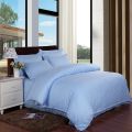 100% Pure Cotton In Blue Stripe Bed Sheet With Two Pillow Covers. 