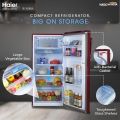 Haier 185L 2 Star Direct Cool Single Door Refrigerator(HRD-2052BRB, Red Steel). 