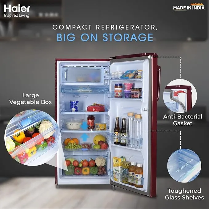 Haier%20185L%202%20Star%20Direct%20Cool%20Single%20Door%20Refrigerator(HRD-2052BRB,%20Red%20Steel)%20-%20Image%205