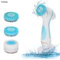 Sutuiying Battery Operate Double Rotating Soft Brush Head Deeply Clean Fashion Electric Silicone Facial Cleansing Brush With 3 Brush. 