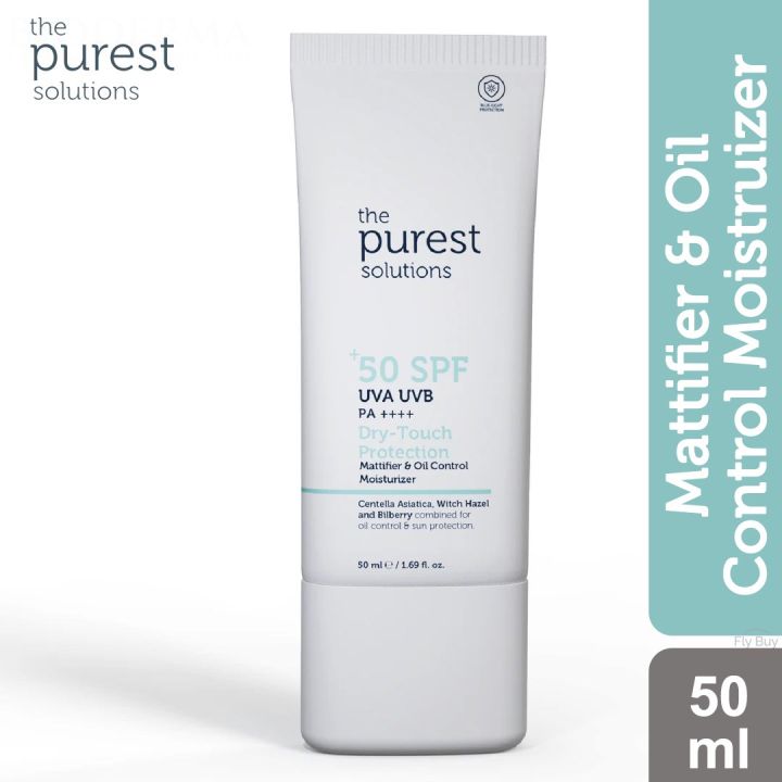 The Purest Solutions Matte Finish Sunscreen for Oily Skin 50+ SPF Dry Touch Protection - Mattifying & Oil Control Moisturizer - 50ml