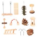NAMUNY 10 Pcs Set Hamster Chew Toys Natural Wooden Gerbils Rats Chinchillas Toys Accessories Dumbbells Exercise Bell Roller Teeth Care Molar Toy For Guinea Pig Bunny Rabbits. 