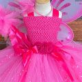 Fashion ZaozhixunbaGirls Pink Glitter Tulle Dress Kids Butterfly Fairy Tutu Dresses with Wing and Stick Hairbow Children Halloween Cosplay Costume Bargain price. 
