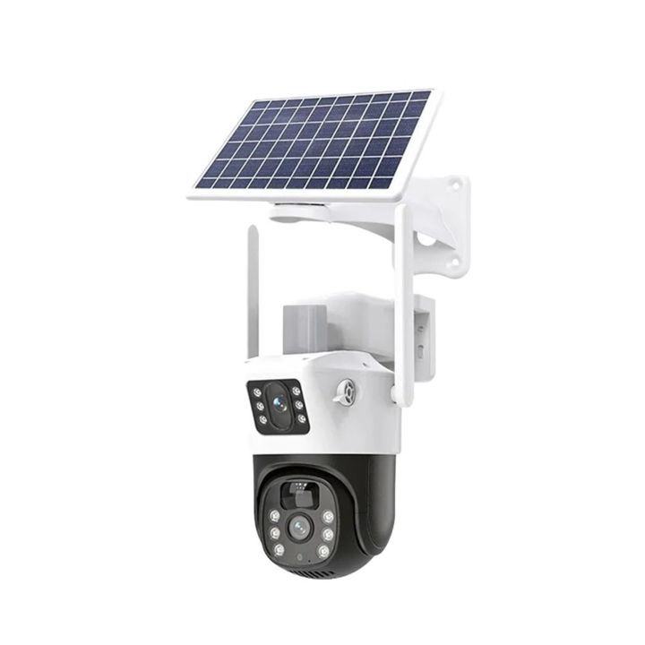 Dual-lens Solar Camera WIFI Solar Powered Waterproof V380 Pro Camera (4mp+4mp)