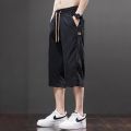 Summer ice silk cargo loose large size breathable casual shorts men's durable straight breeches thin cropped pants wholesale. 