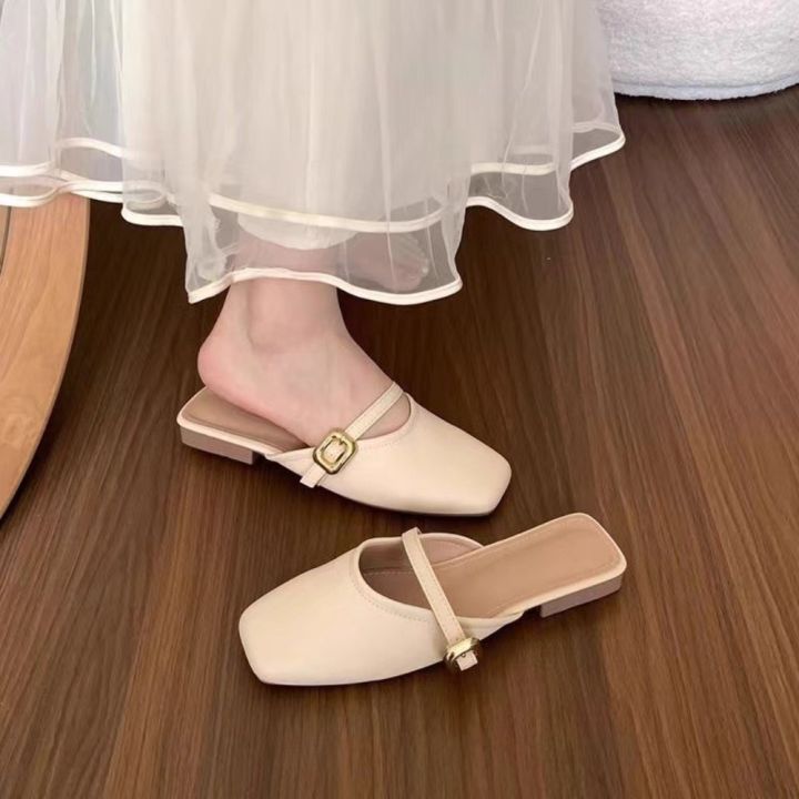 Fashion%20French%20Style%20Women's%20Half%20Slippers%20Lightweight%20Flat%20Bottom%20Women's%20Low%20Heels%20Slippers%20Soft%20Leather%20PVC%20Outsole%20Women's%20Shoes%20-%20Image%207