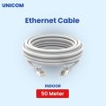 50 Meter UNICOM Cat 6 Ethernet Cable Male to Male LAN Network Patch Cord High Speed Data Transfer Lan Internet Extension Connector Grey PVC Jacket Indoor 4 Pair 0.47CCA 0.56MM. 