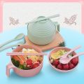 Set box, instant noodles, bowl room tools, cutlery set, portable wheat straw, student dormitory, insulated kitchen, chopsticks, spoons, forks, meals. 