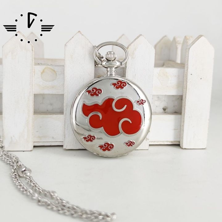 Naruto Akatsuki Red Cloud Pocket Watch Naruto Sasuke Retro Flip Cover ...