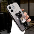 New Phone case infinix Smart 9 Back cover with Cartoon 3D Bear Stand Luxury Slim Gradient Plating Glitter Girls Stylish For infinix Smart9 case. 