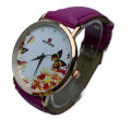 Leather Belt Purple Round Dial Quartz Moment Attractive Design Wrist Watch For Women. 