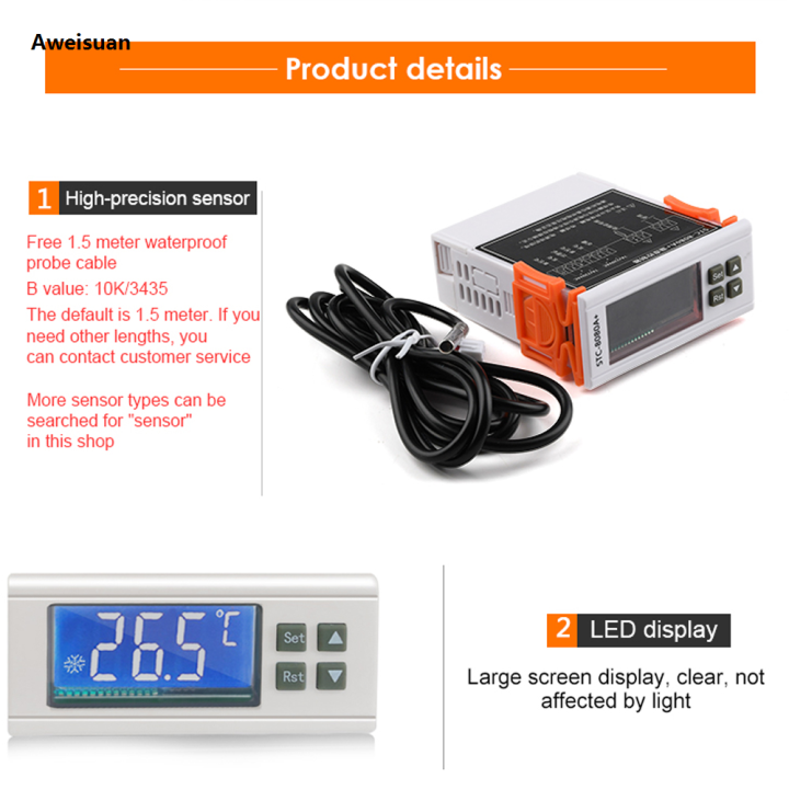 Aweisuan%20STC-8080A+%20Refrigerator%20Thermostat%20Temperature%20Controller%20Refrigeration%20Automatic%20Defrost%20Timer%20Intelligent%20Single%20Probe%20-%20Image%203