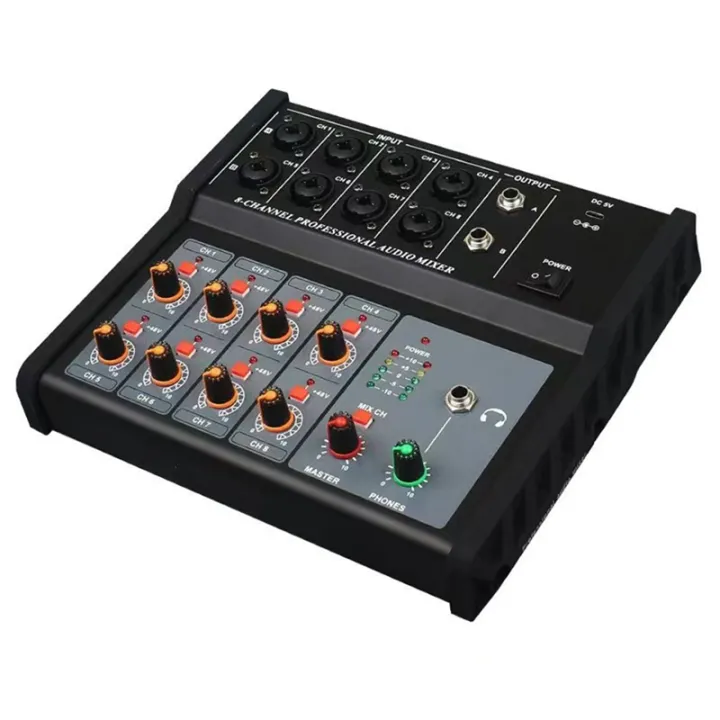 Audio Mixer Digital 8 Channel Stereo Mixing Console Multi-Function for ...