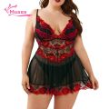 DISICHEN Muses Mall Lace Nightdress Panties Set Mesh Embroidered Nightdress Set Sleeveless V Neck Sleepwear with Matching Panties for Honeymoon Women's Lingerie Set Mesh See-through Pajamas Original. 
