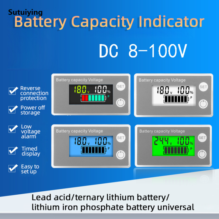 Sutuiying%206133A%20Battery%20Capacity%20Indicator%20DC8-100V%20LCD%20Digital%20Electricity%20New%20Meter%20Lithium%20LiFePO4%20Lead-acid%20Cell%2012V%2024V%2048V%2072V%20Voltmeter%20-%20Image%203