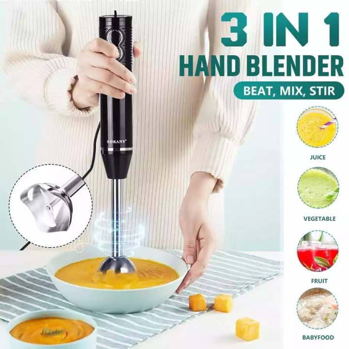 3-in-1 300W Immersion Hand Stick Blender 2 Speeds Electric Food Vegetable Grinder Hand-held Cooking Complementary Food Machine