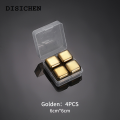 DISICHEN Portable Reusable Stainless Steel Ice Cubes Quick-frozen Gold Metal Ice Pellets Cooling Stones Cooler for Drink Bar Tool. 