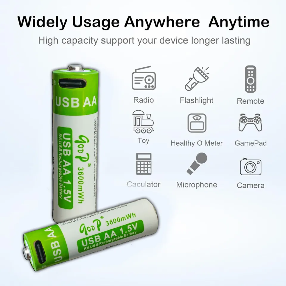 EBL 12x 1.5V AA Rechargeable Lithium Batteries 3000mWh Li-ion Double A