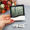 Humidity Clock HTC-2 Digital LCD CF Temperature Humidity Meter Outdoor Thermometer Hygrometer Clock with 1m External Pro. 