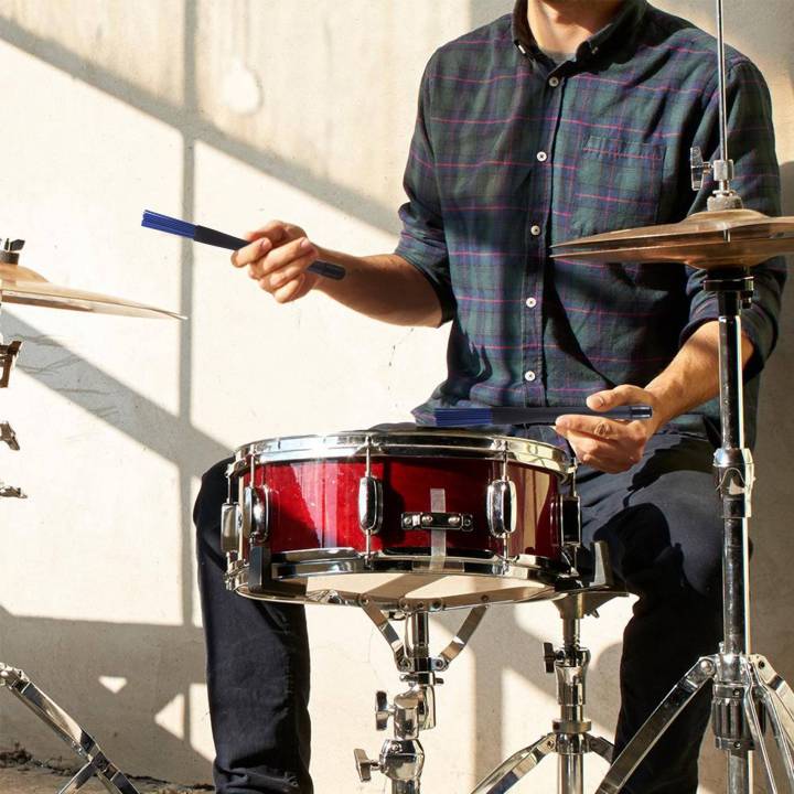 1%20Pair%20Black%20Handles%20Jazz%20Drum%20Brushes%20Sticks%20Blue%20Nylon%2032cm%20-%20Image%207