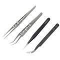 Stainless Steel Precision Industrial Tweezers Anti-Static Magnetic Stainless Steel Tweezers Kit for Electronics Soldering Maintenance. 