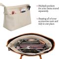 1Pcs New Storage Bags Insert Cosmetic Bag Portable with Zipped Top Linner Bag Felt Multi-Pocket Handbag Organizer Women. 