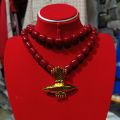 Citadel Gold Plated Traditional Newari Jewellery Tayo Necklace Mala With Red Munga for Women/Girls. 