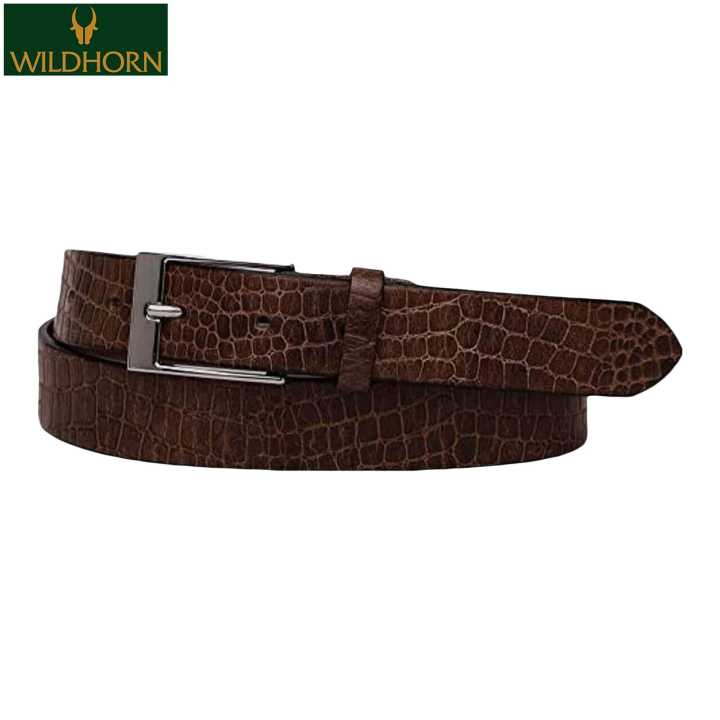 WildHorn Nepal Casual 100% Genuine Leather Brown Belt for Men (WHBLT528BROWN)
