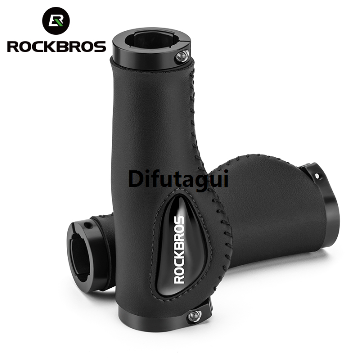 Difutagui ROCKBROS Bicycle handlebar grips Comfortable shock absorption Soft Special silicone filling leather Grips with lock rings Bike accessories