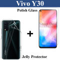 Vivo Y30 Glass Protector Tempered Polish Screen Protection + Back Clear Jelly Protector Soft Film Protection Hydrogel Film Back Protector For Vivo Y30. 