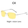 Titanium Frameless Polarized Sunglasses Driver Driving Night Vision Goggle Folding Ultra Light Color Film Titanium Sunglasses. 