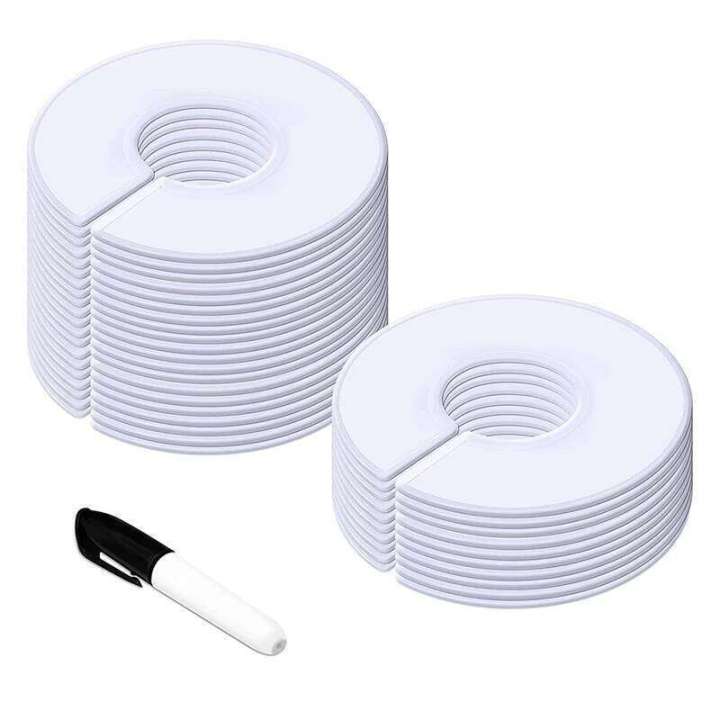 30 Pack White Round Clothing Size Closet Rack Dividers Hangers With 1Marker (Outer 3.5Inch, Inner 1.38Inch In Diameter) CNIM Hot