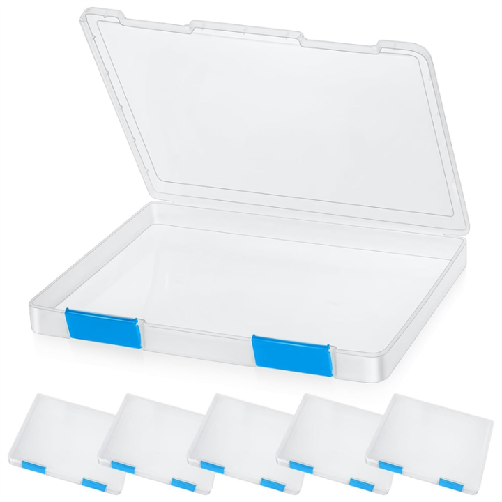 6 Pcs Clear A4 File Box Document Plastic Storage Box Case Board ...