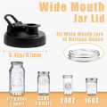 Pour Spout Lids for Ball Wide Mouth Mason Jars, Airtight Canning Jar Flip Cap Top Lid for Dressing Pouring, Easy to Use Pack of 4. 