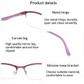 Metal Reduces Eye Strain Half Frame Myopia Glasses Prescription Eyeglasses Computer Goggles Short-sighted Eyewear. 