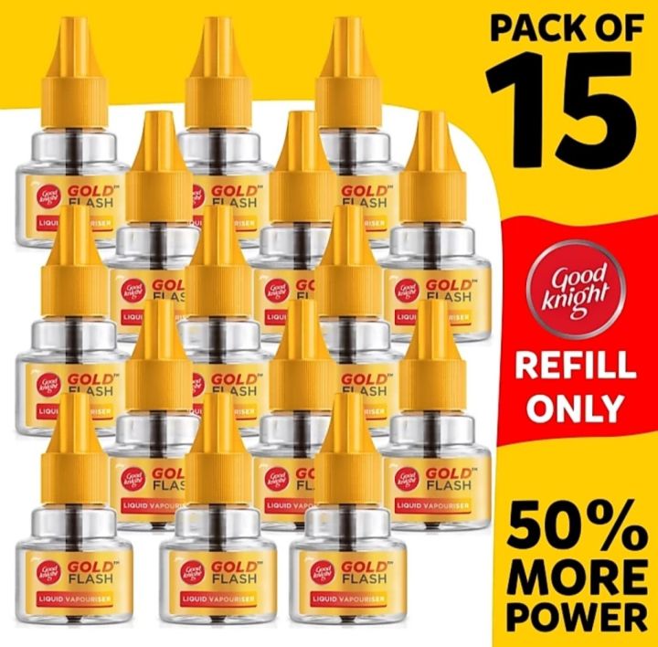 Pack Of 15, Good Night 45 days Refill | Godrej Goodknight Gold Flash Liquid Refill 45ml