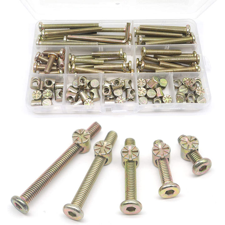 Hex Drive Socket Cap Bolts Barrel Nuts,for Crib Chairs,M6 100Pcs