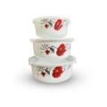3Pcs Opal Glass Bowl Set Stackable Food Storage Bowls Freezer & Microwave Safe. 