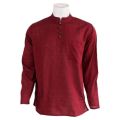 Red Solid Buttoned Cotton Kurta Shirt For Men. 