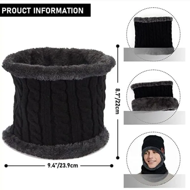 "Winter%20Muffler:%20Soft%20Woolen%20Muffler%20&%20Cap%20Set%20for%20Men%20&%20Women%20in%20Black"%20-%20Image%206