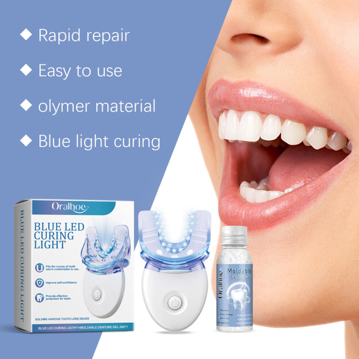 Oral Trays,teeth Whitening Curing Lamps Sculpable Denture Gel Sets Fill In Tooth Chitches Remove Stains And Enhance Smile Appeal
